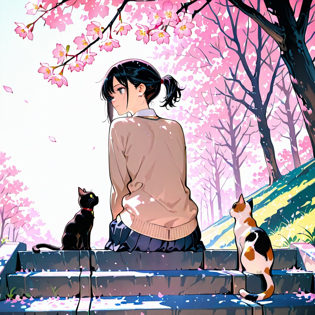 猫とお花見 | の人気AIイラスト・グラビア