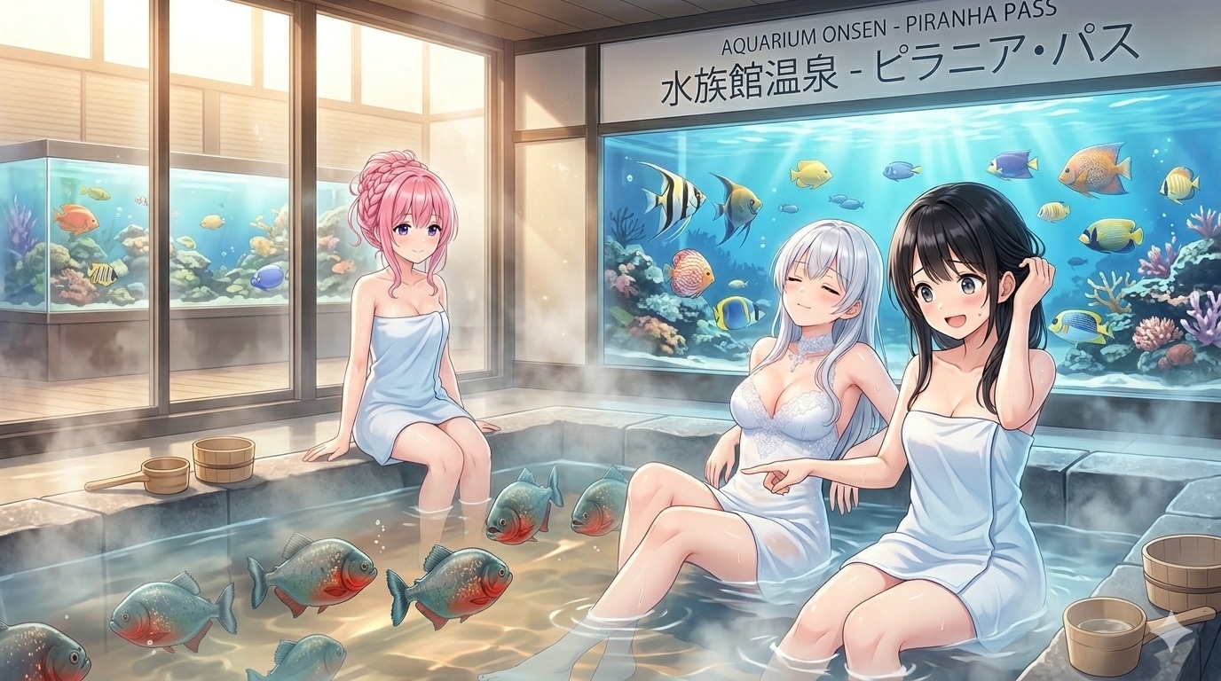《もしも》ピラニア温泉 | の人気AIイラスト・グラビア