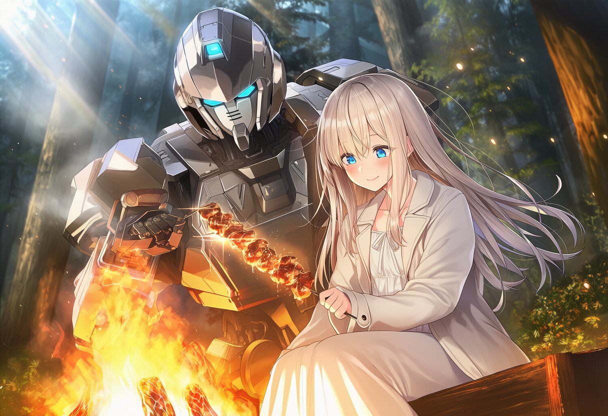 遺跡の守護者と少女の朝食 | の人気AIイラスト・グラビア