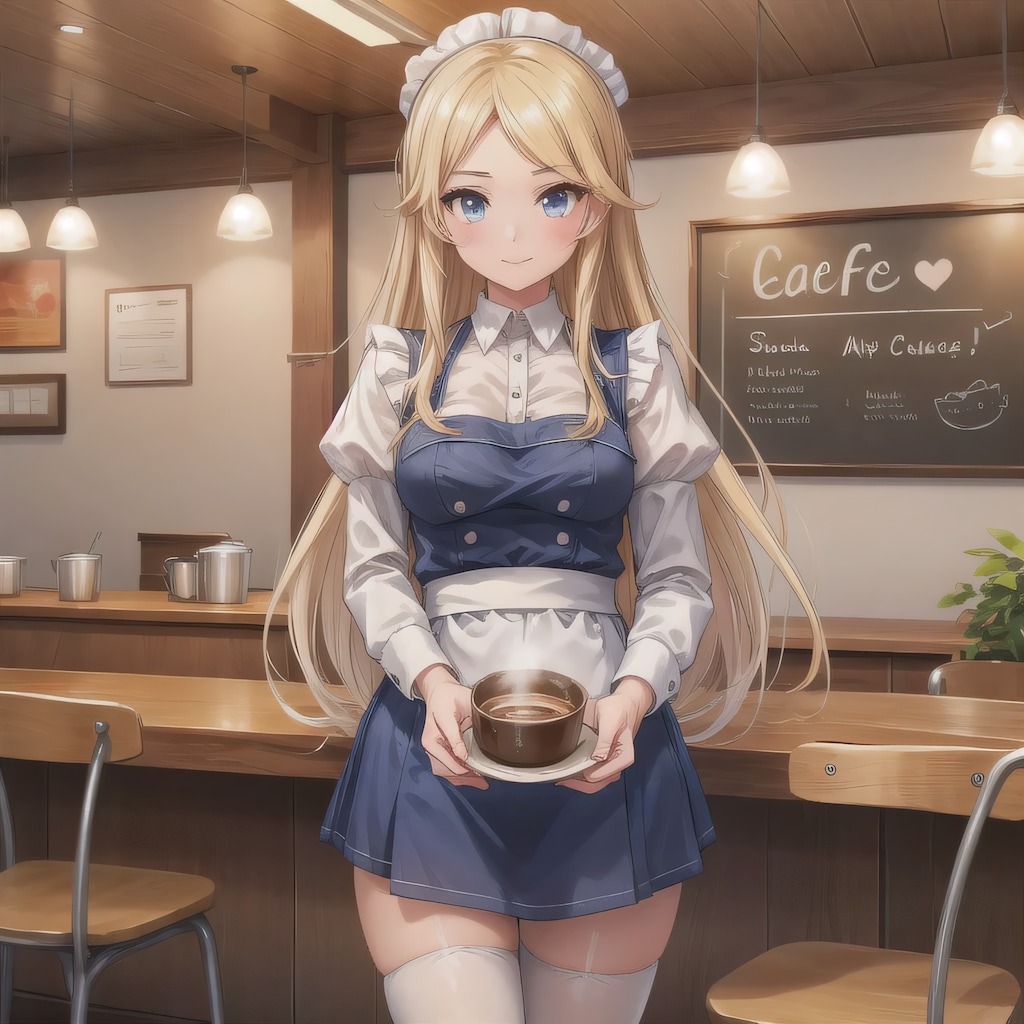 金髪ロングでカフェの少女１４