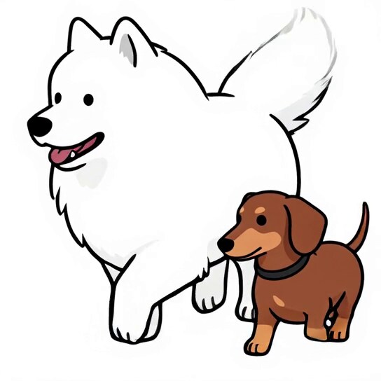 サモエドんとダックス君　二人で散歩 | の人気AIイラスト・グラビア