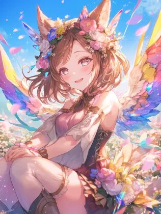 カラフルな羽の天使