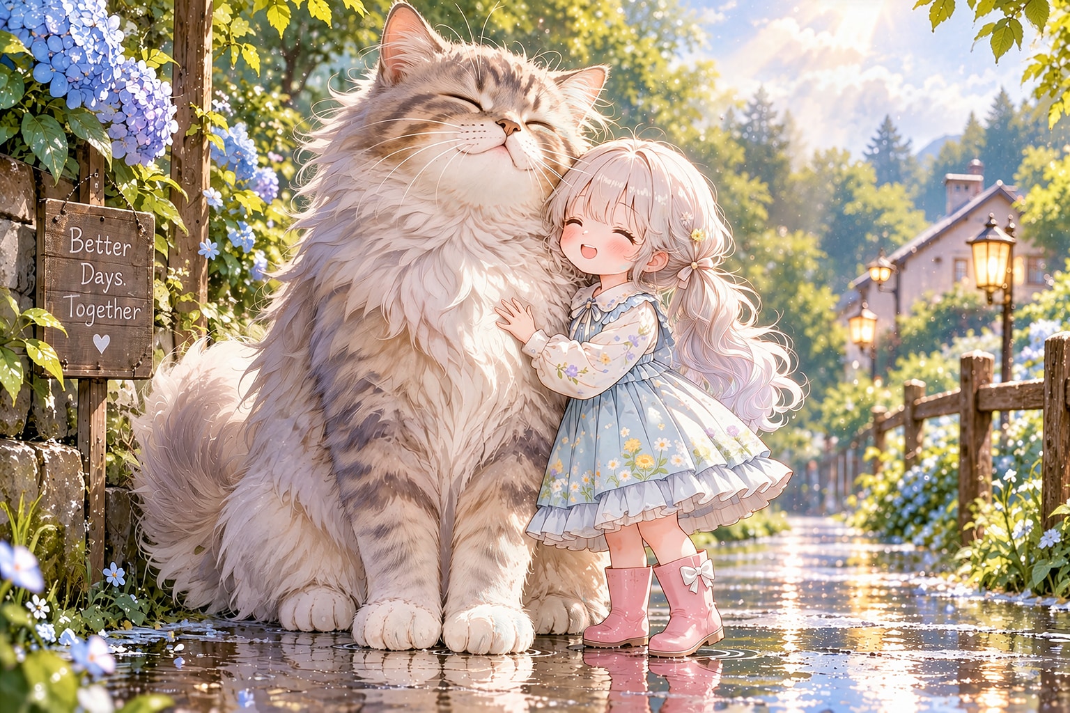 雨上がりの散歩道 | の人気AIイラスト・グラビア