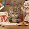 3月14日「数学の日」：パイとπで学ぶ子猫のひととき 3枚目