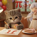 3月14日「数学の日」：パイとπで学ぶ子猫のひととき 4枚目