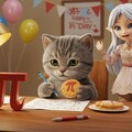 3月14日「数学の日」：パイとπで学ぶ子猫のひととき 2枚目