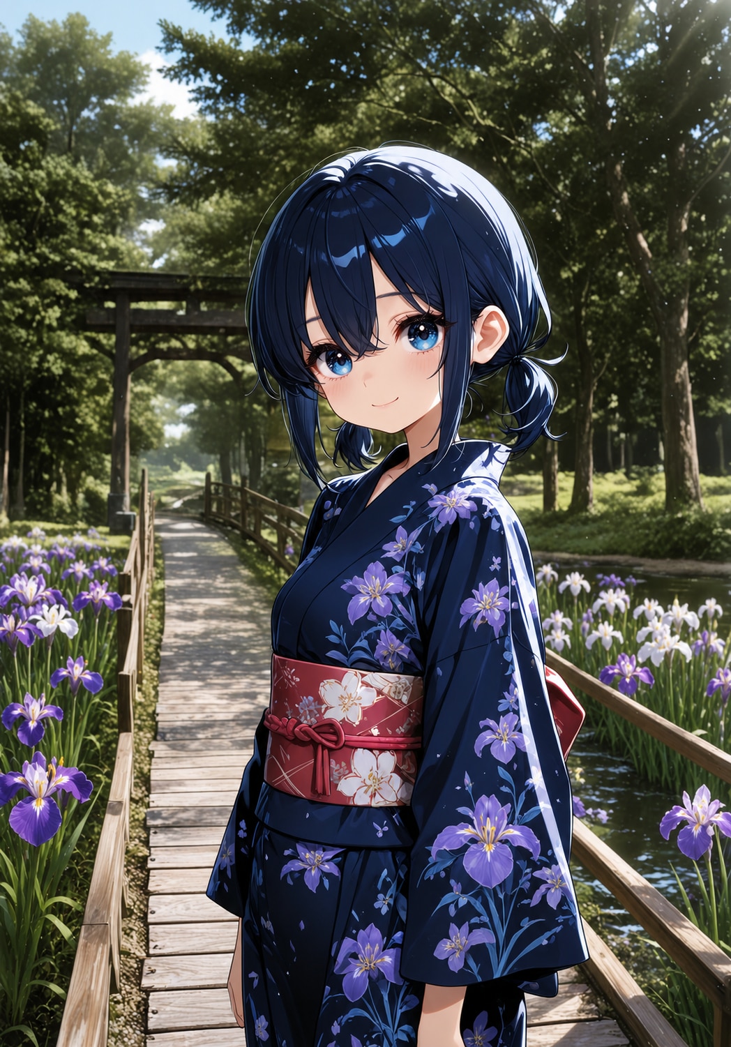 蒼依と花菖蒲の小径