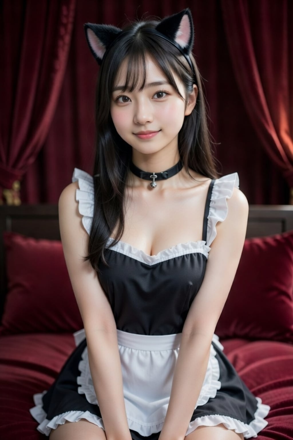 黒髪ロングでメイド服の美女１４２