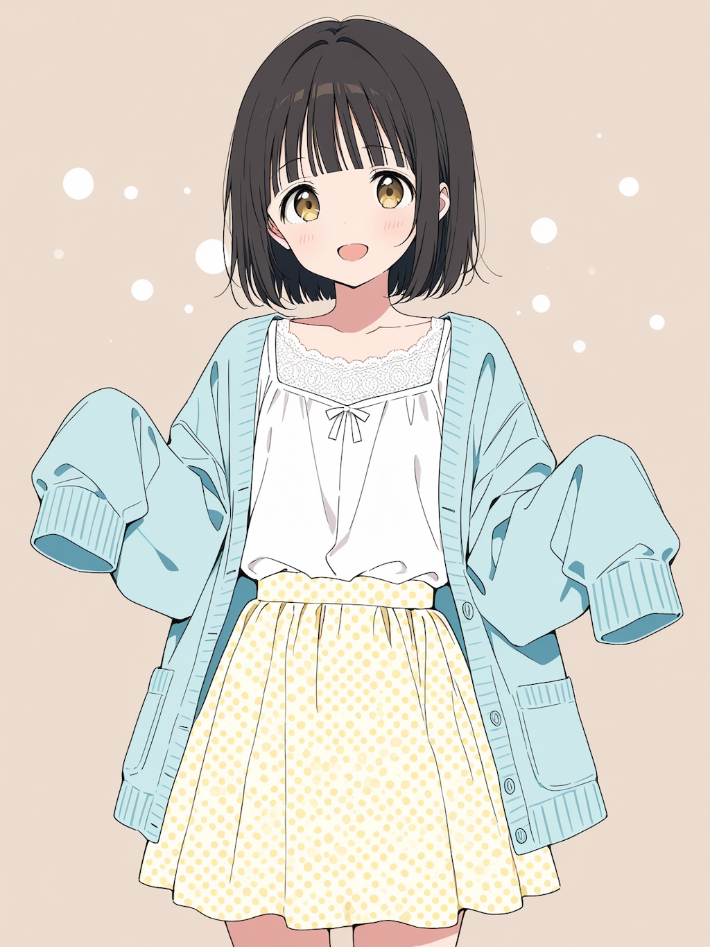 お母さんのカーディガン、大きいね