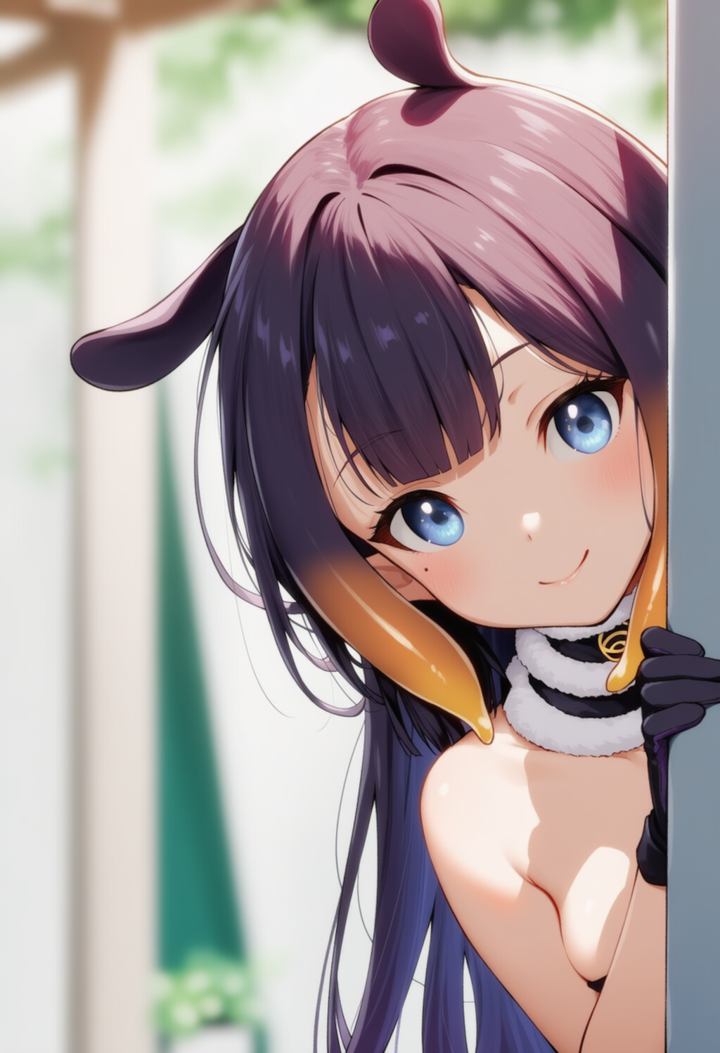 イナちゃんが物陰からジッと見つめているだけ