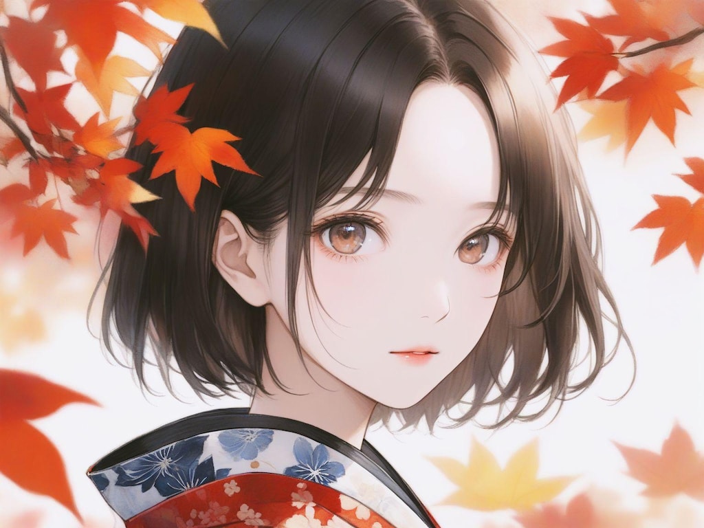 watercolor, girl, autumn 4