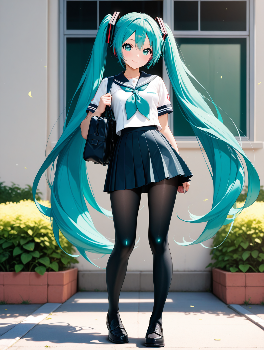 校庭の制服ミクさん