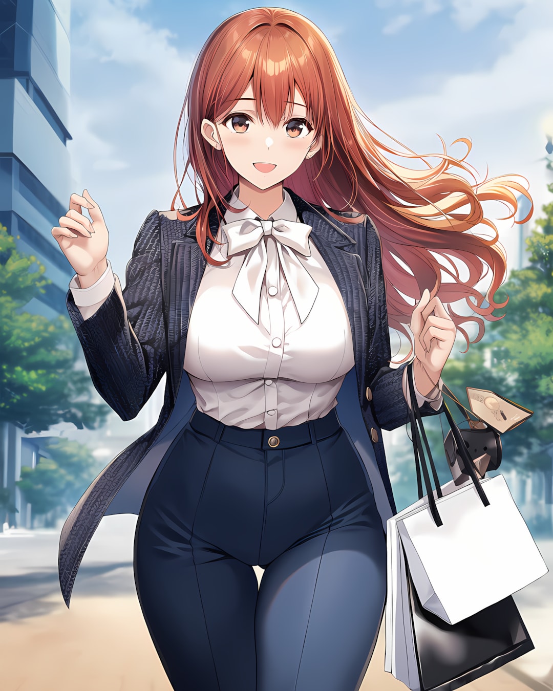 ☁️少し曇り空の朝通勤👜ツイードジャケットでお仕事へ✨ | の人気AIイラスト・グラビア