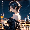 速水奏、夜景を背に肩を落とす大人の余裕の流し目 2枚目