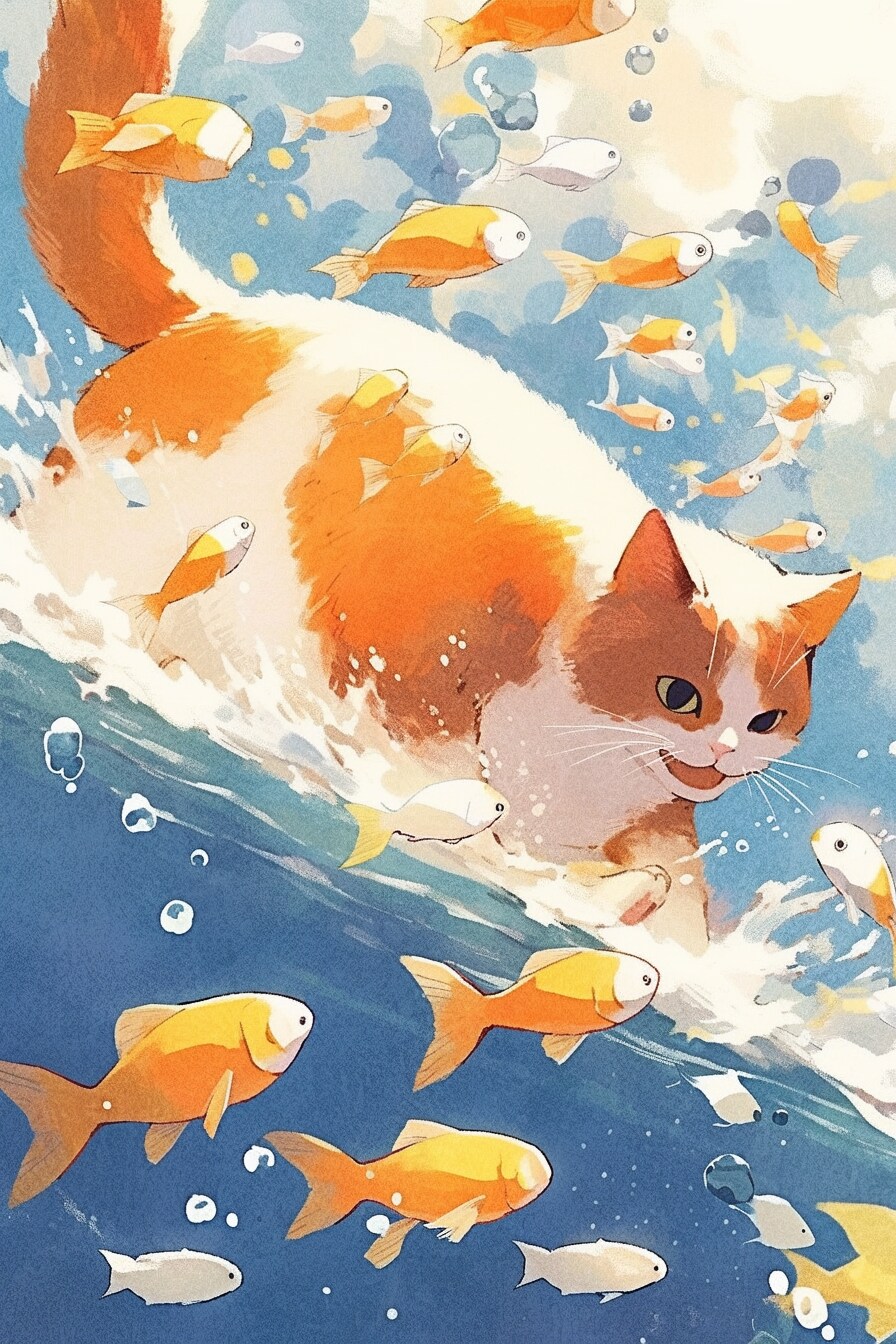 金曜日、泳ぐ冒険が待つ！ Chasing the Friday chill, swimming adventures await!