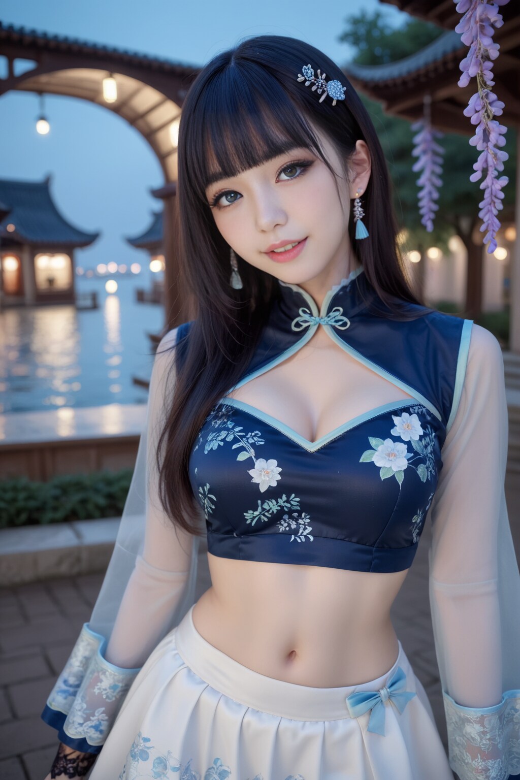 青のチャイナドレス