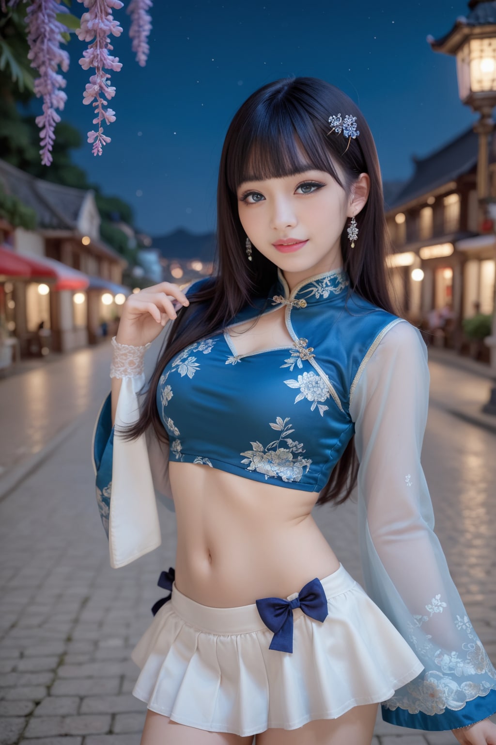青のチャイナドレス