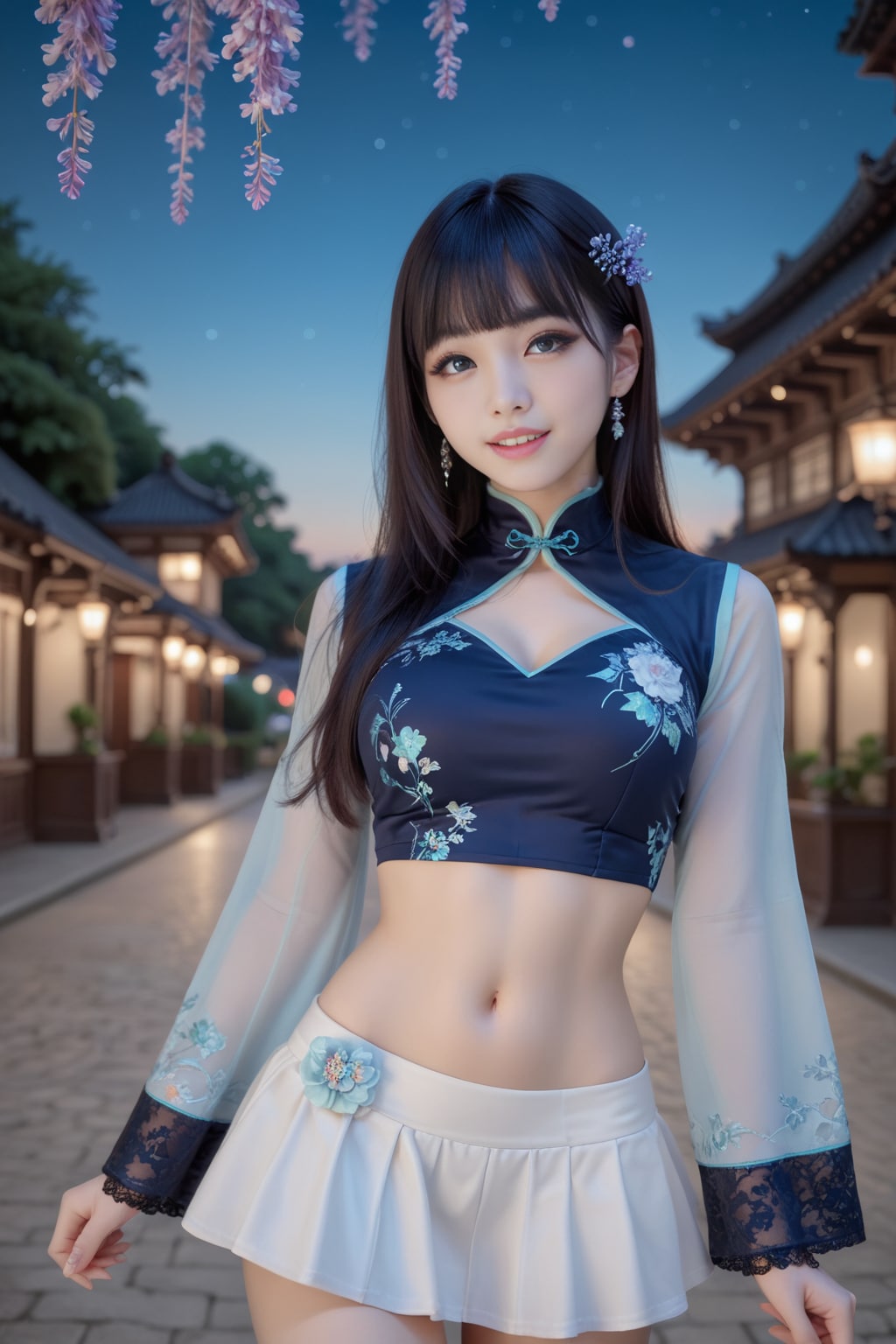 青のチャイナドレス