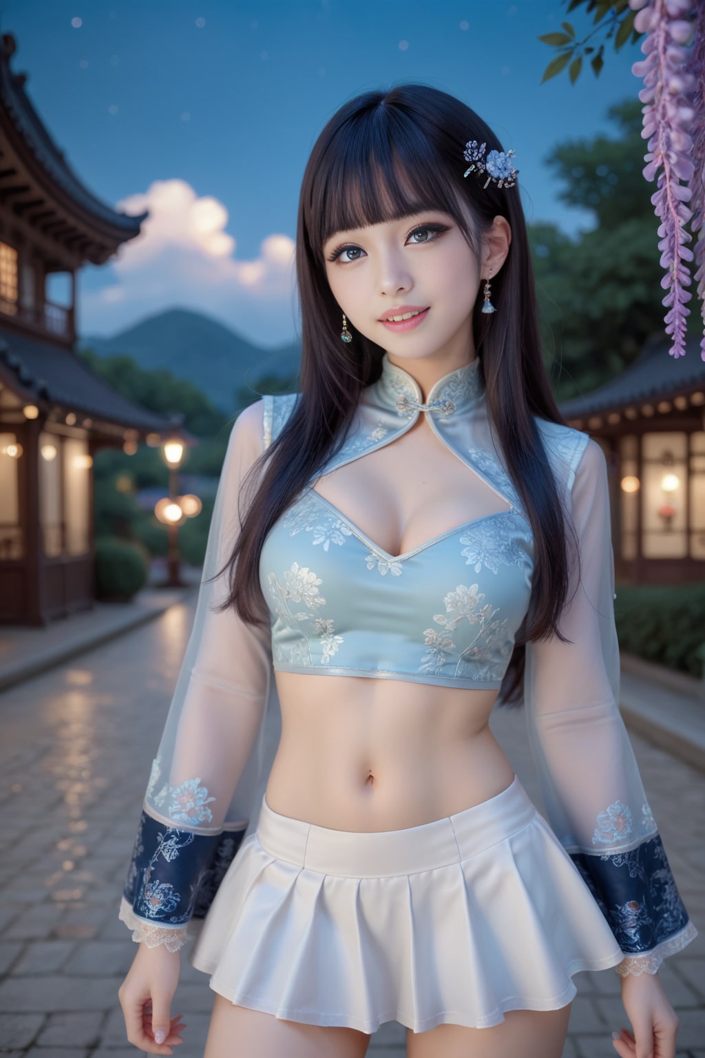 青のチャイナドレス
