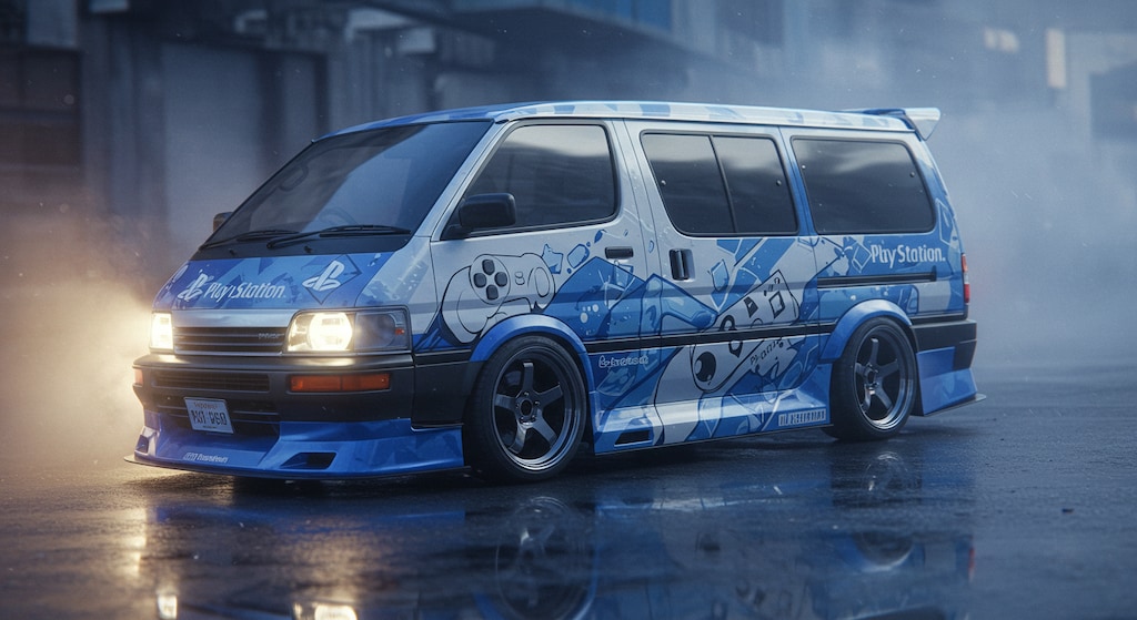 プレイステーション柄ワゴン車