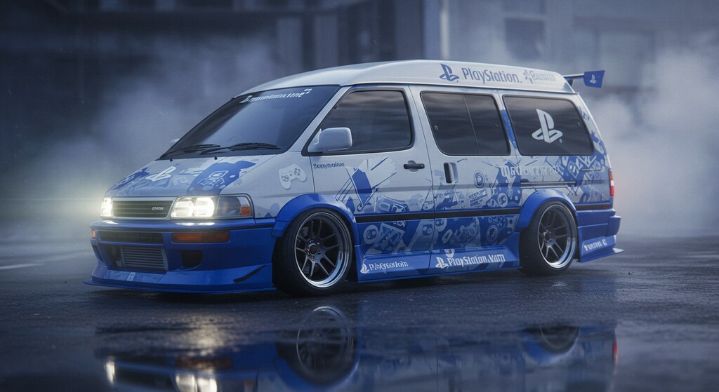 プレイステーション柄ワゴン車
