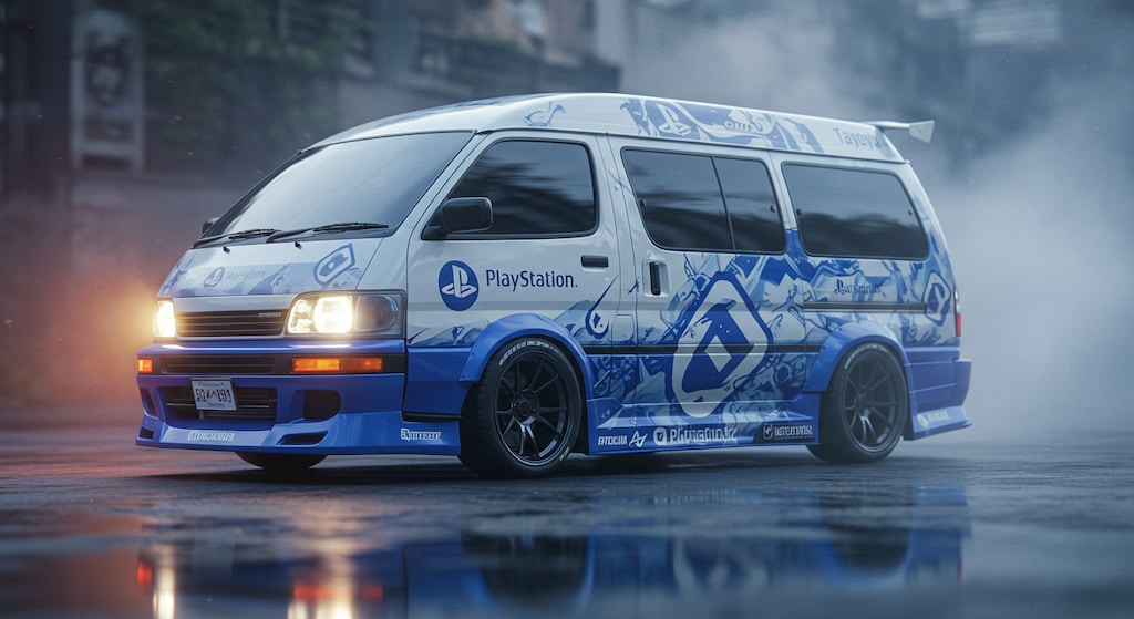 プレイステーション柄ワゴン車