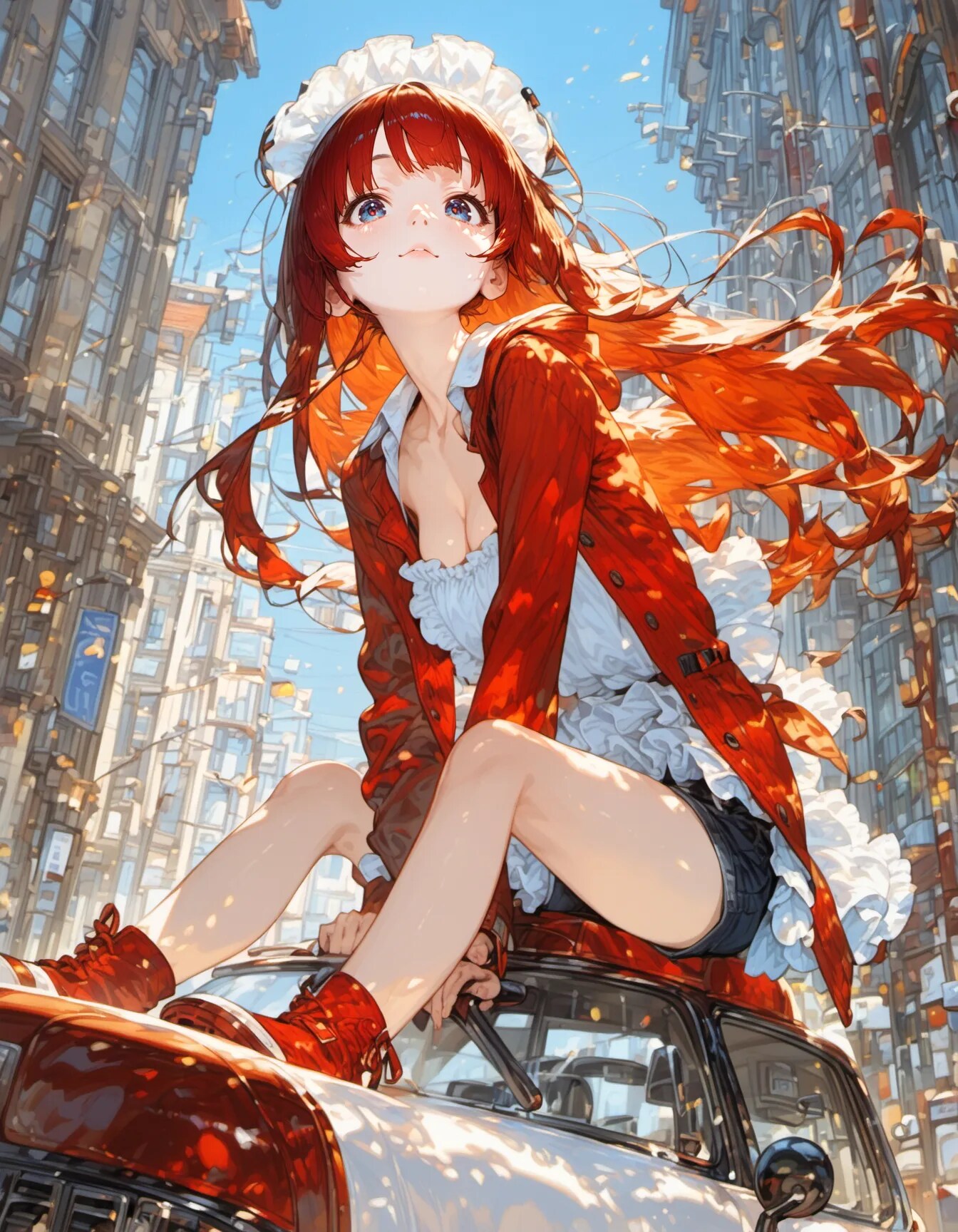 Urban Explorer on a Vintage Car | の人気AIイラスト・グラビア