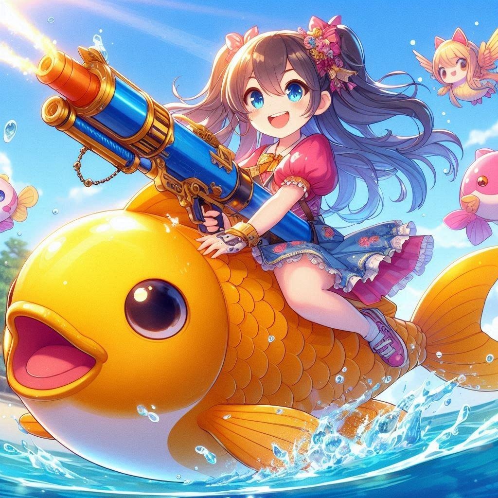 金シャチに乗る女の子