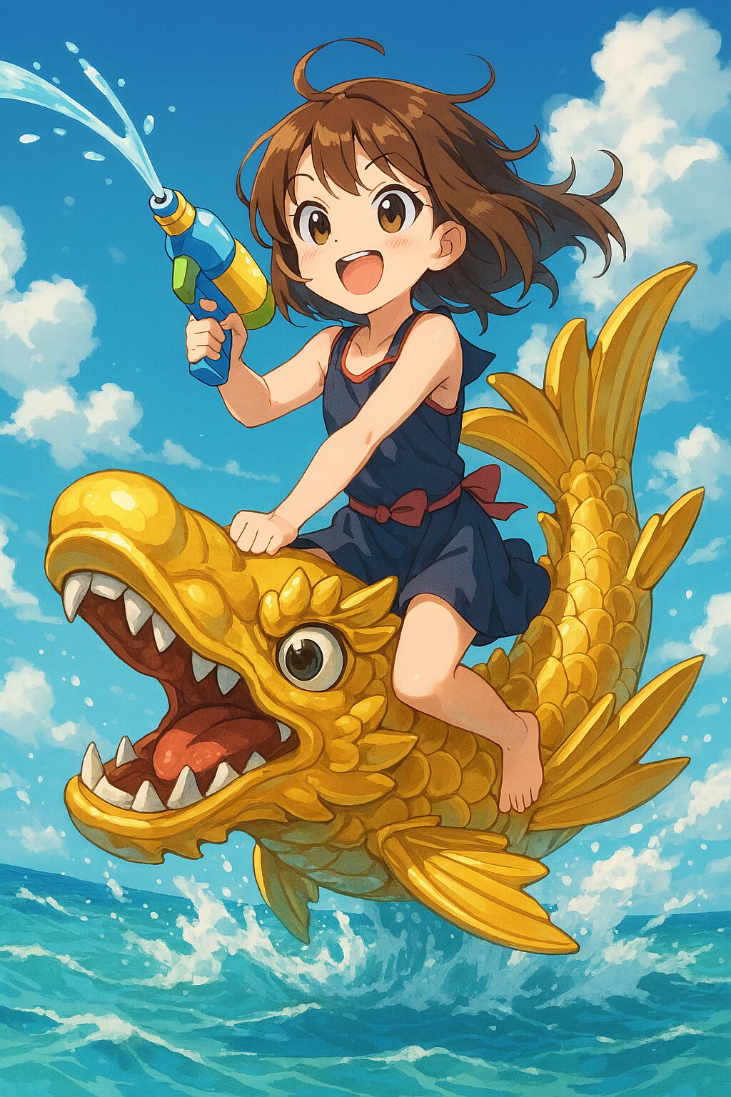 金シャチに乗る女の子