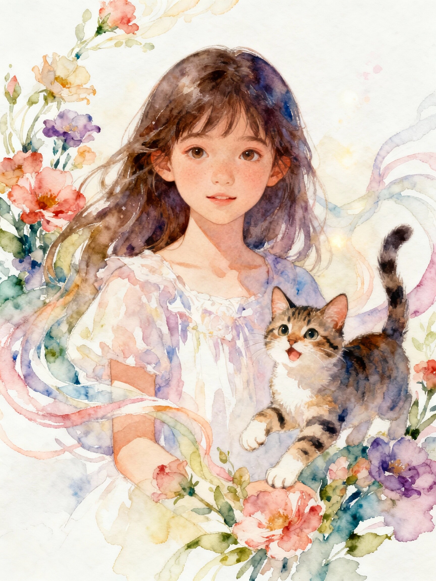 猫と花と女の子２ | の人気AIイラスト・グラビア