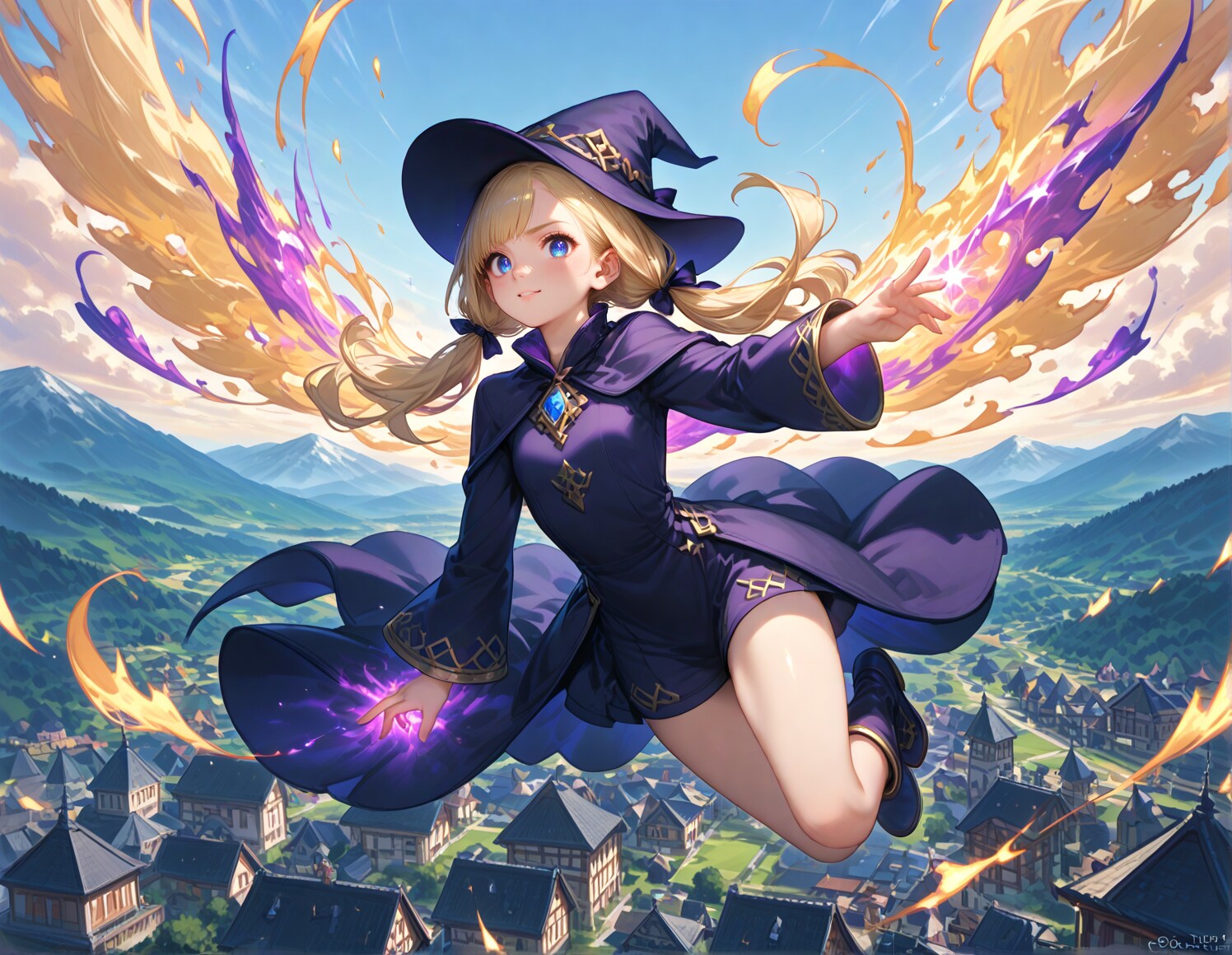 空飛ぶツインテ魔女ちゃん | の人気AIイラスト・グラビア