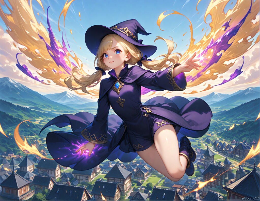 空飛ぶツインテ魔女ちゃん