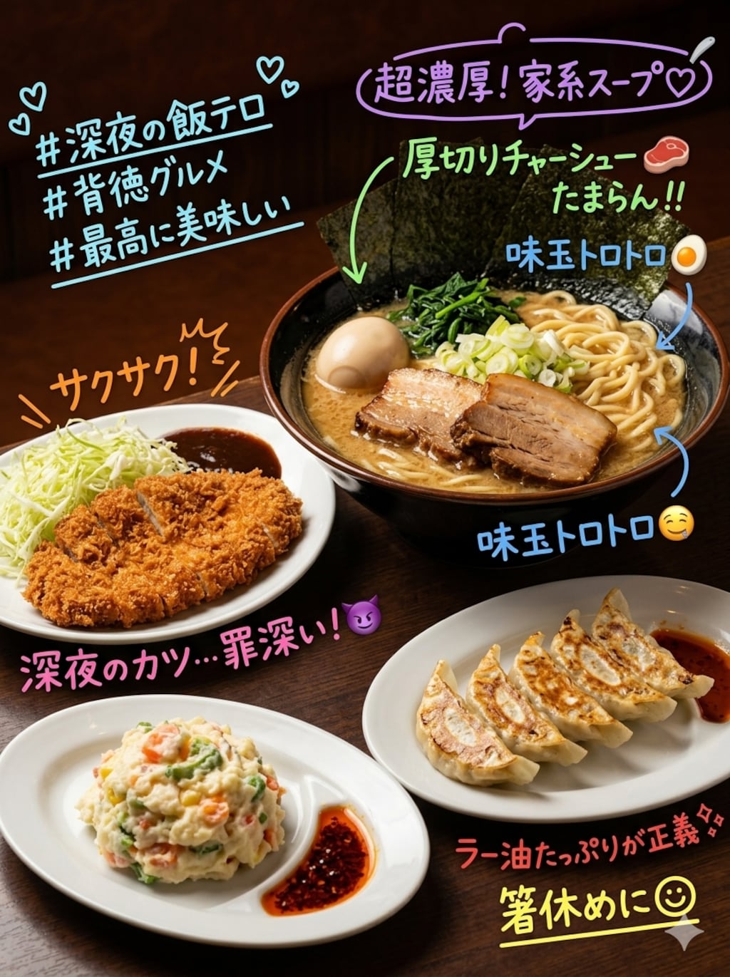 深夜グルメの手書き解説