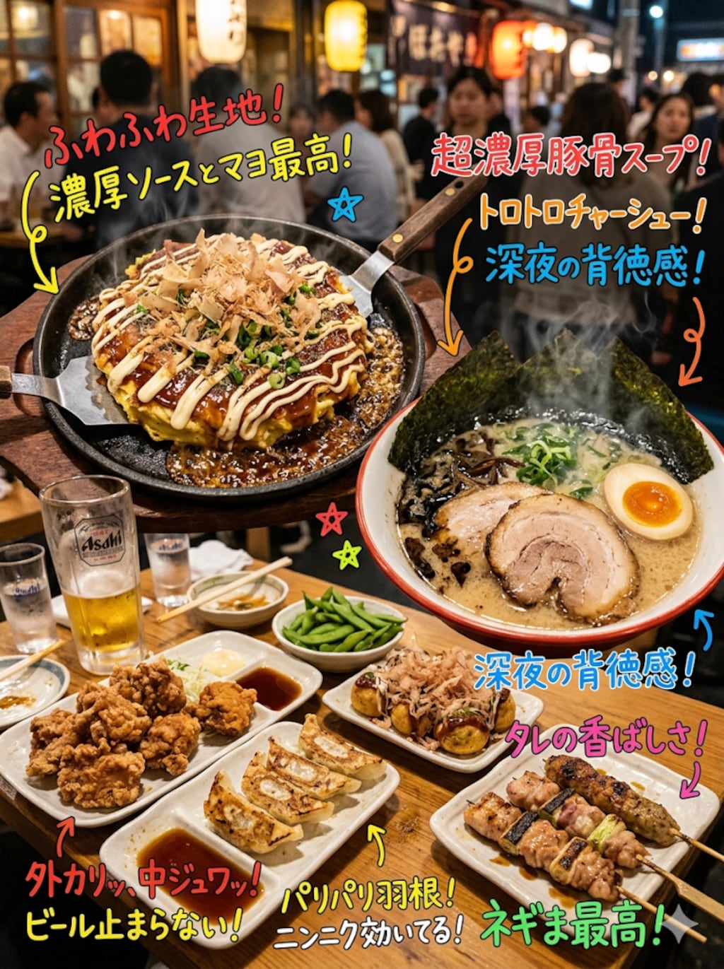 深夜グルメの手書き解説