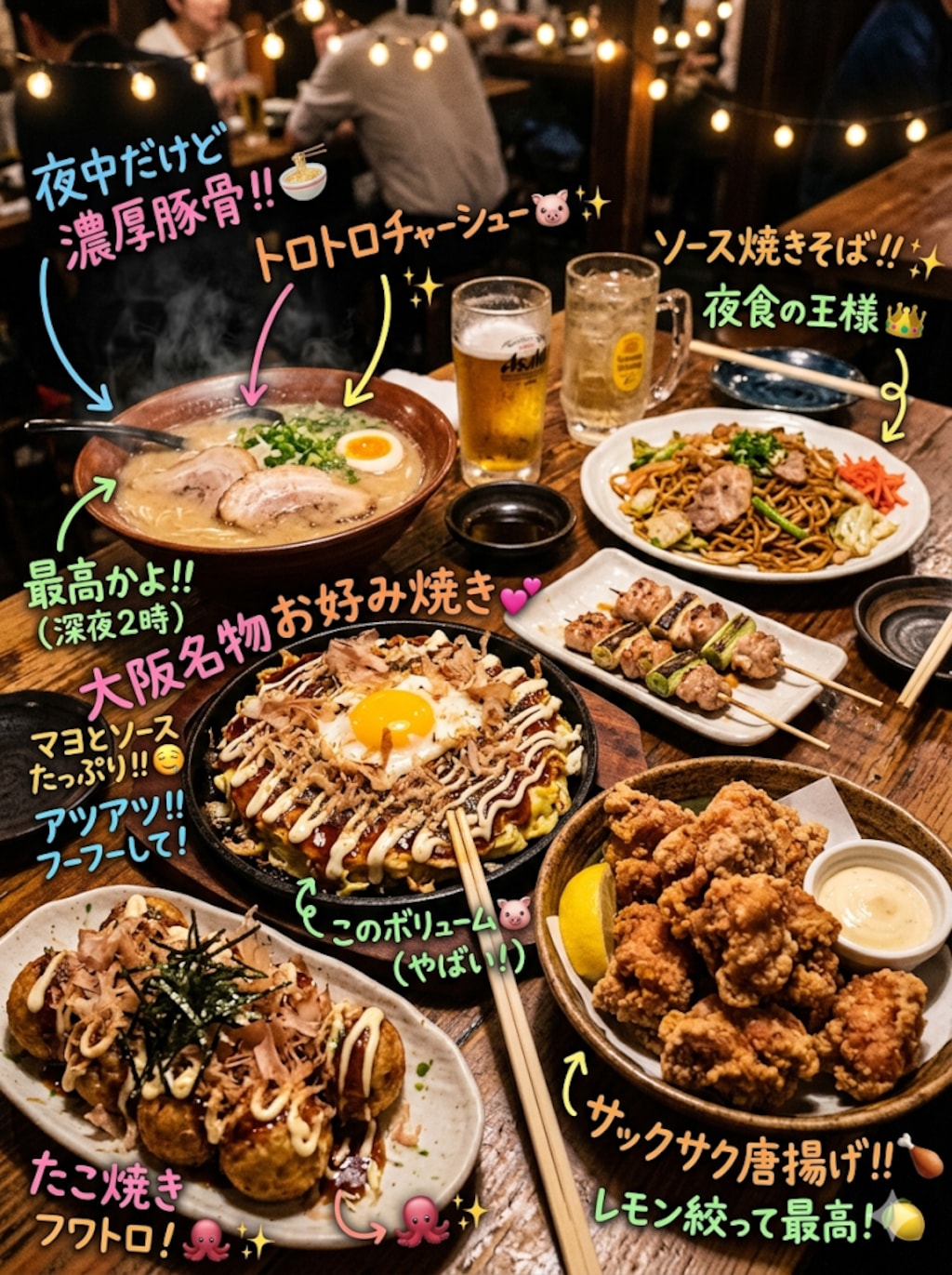 深夜グルメの手書き解説
