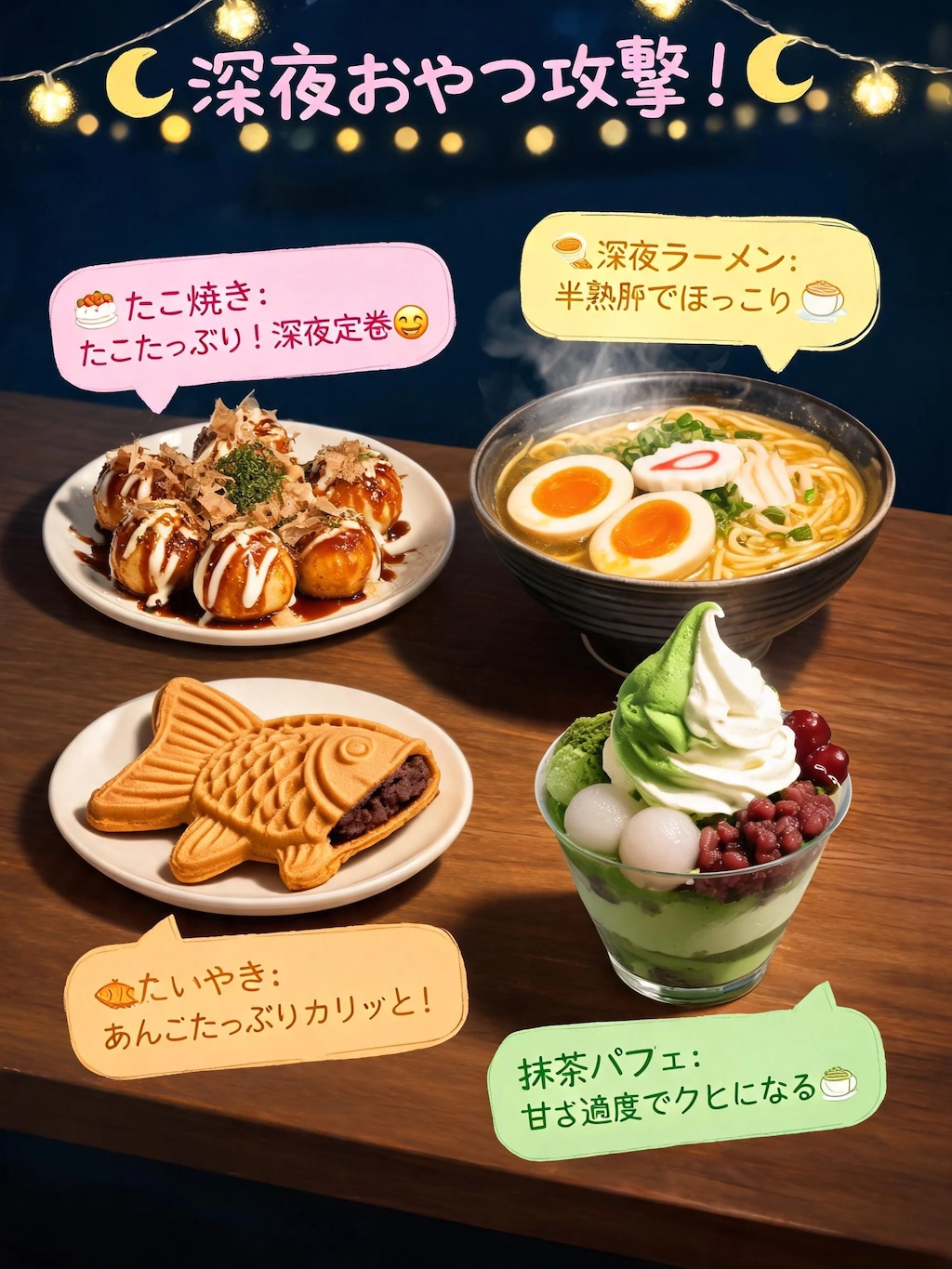深夜グルメの手書き解説