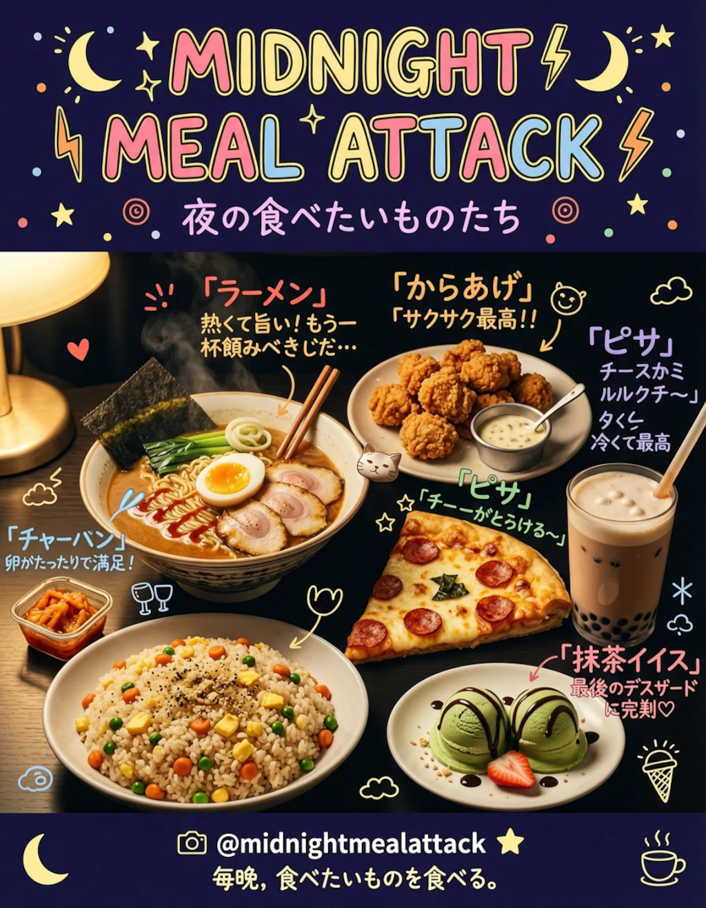 深夜グルメの手書き解説
