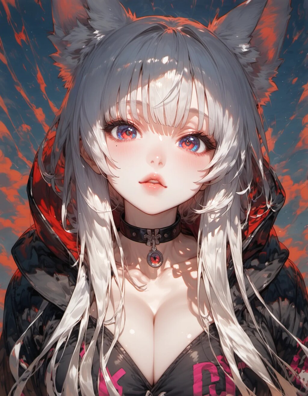 Silver Fur Against the Crimson