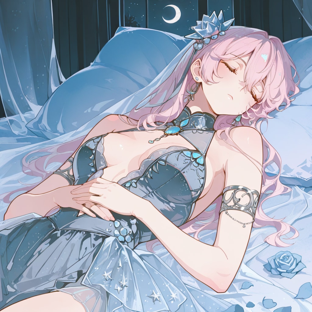 月光に沈む銀青の眠り姫