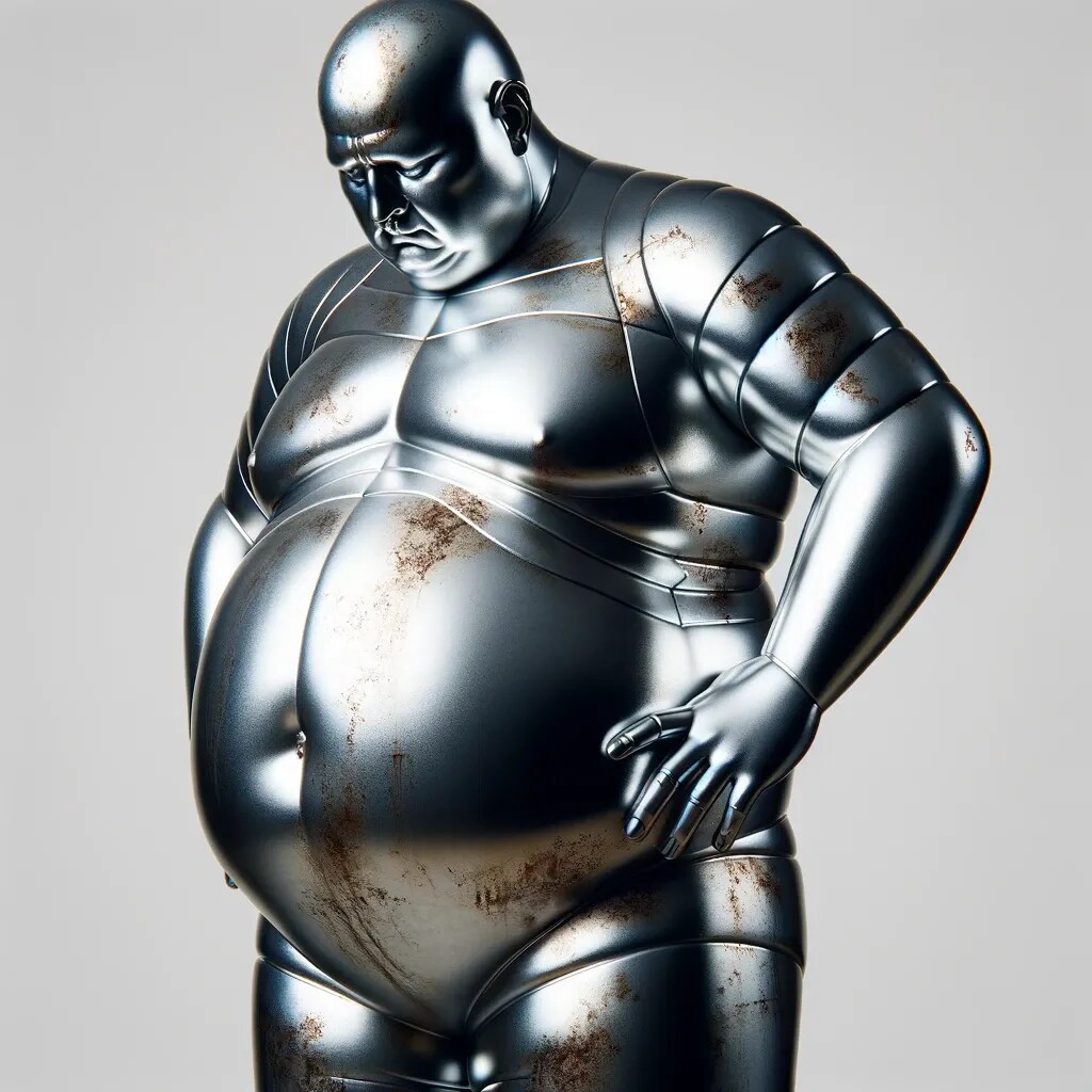 メタリックなメタボリック男性。