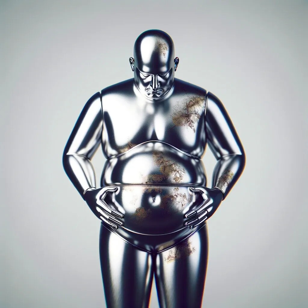 メタリックなメタボリック男性。