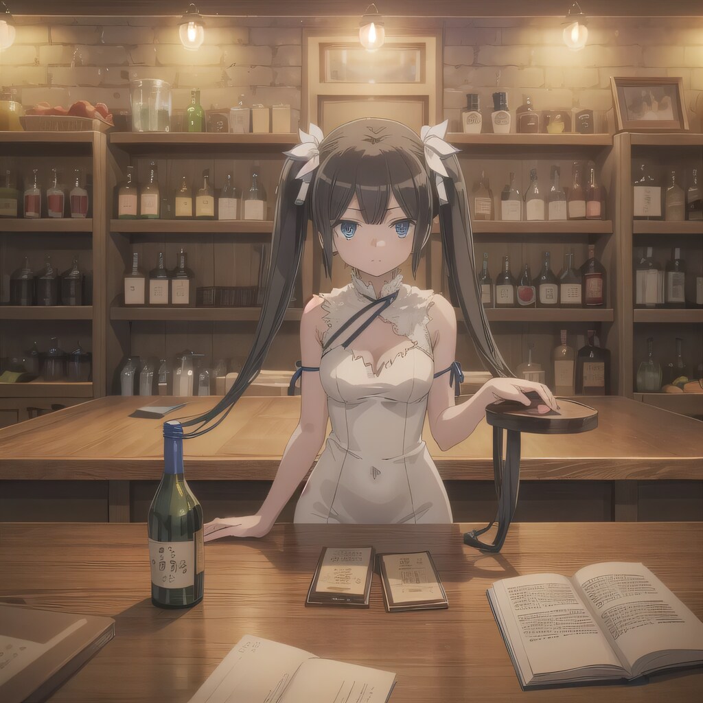 黒髪ツインテで酒場の少女