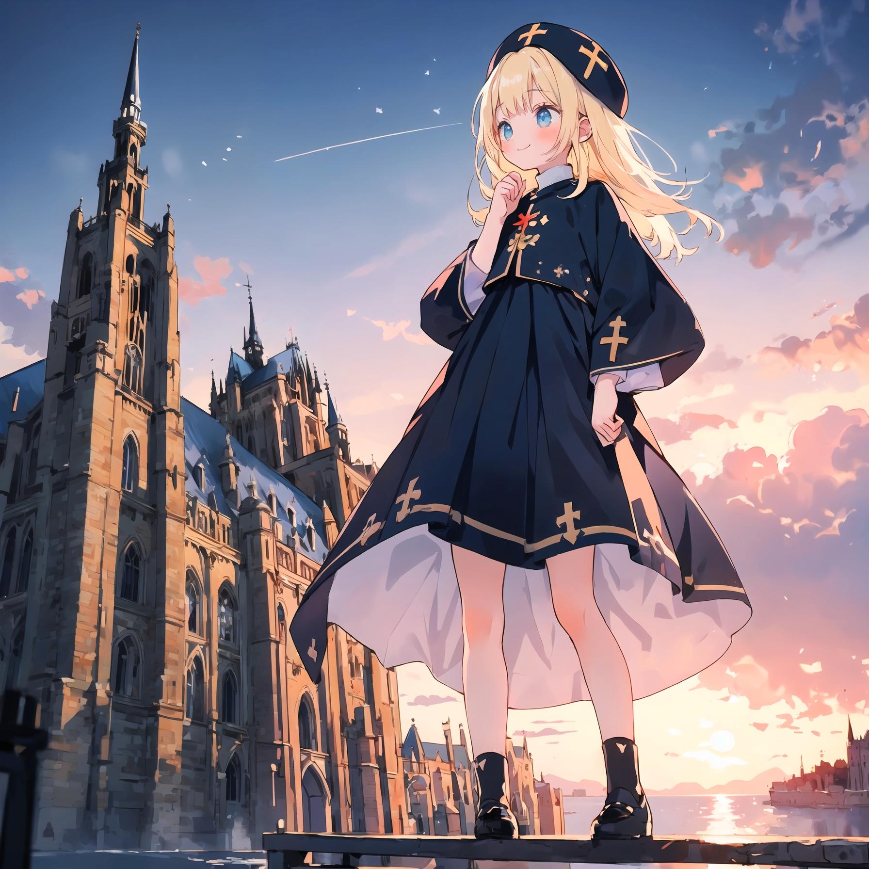 修道院とプリースト少女