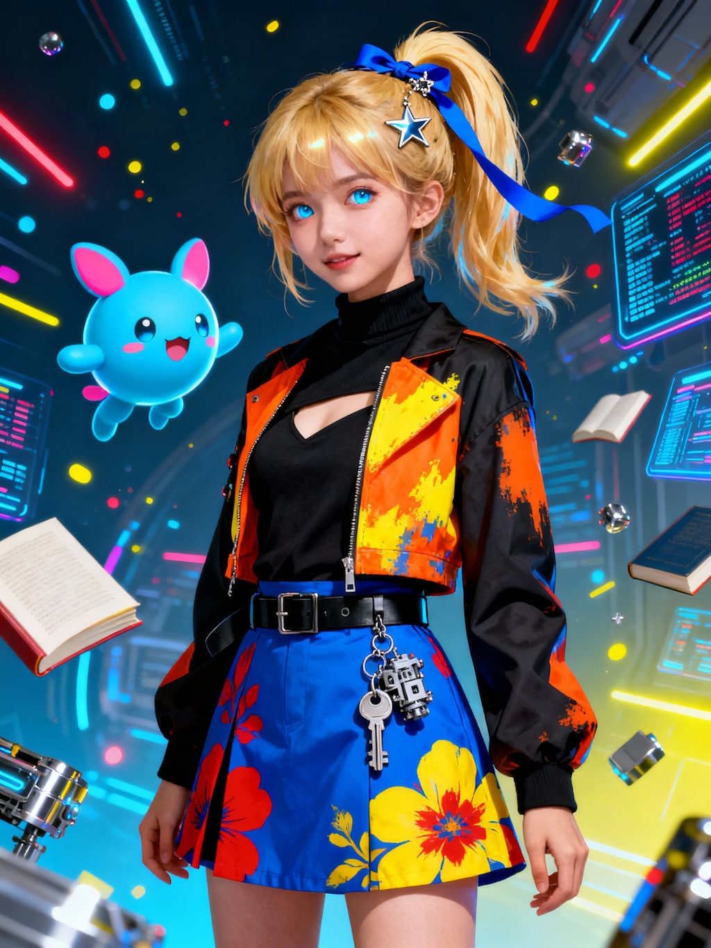 金髪ポニーテールの人