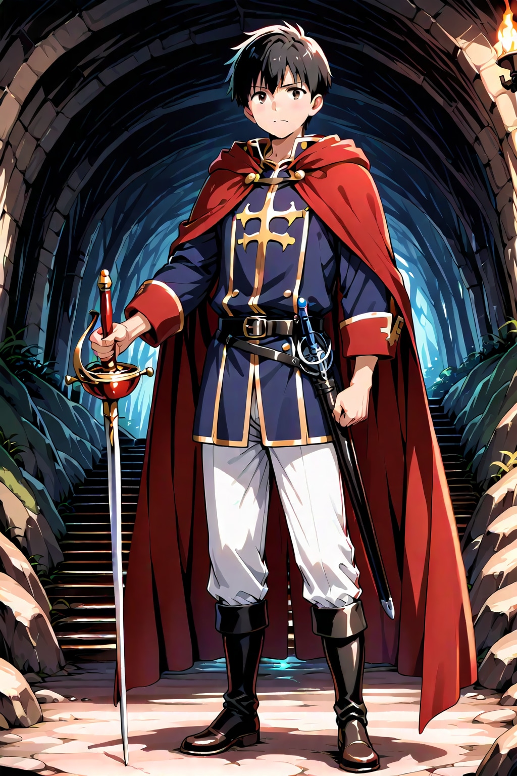 古代遺跡地下,大型男性魔法剣士2-5