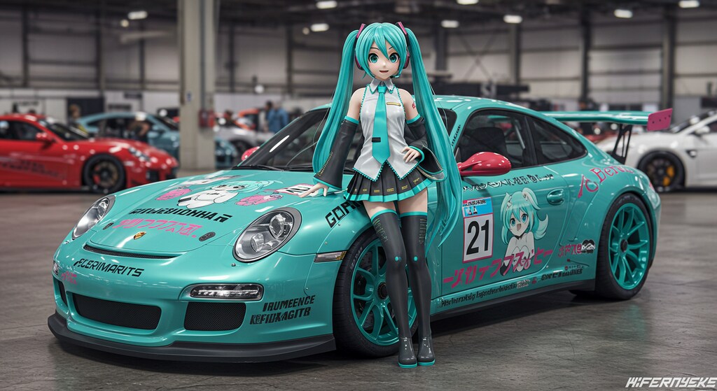 初音ミクとポルシェ911