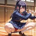 ブレザーで蹲踞する剣道女子(BONSAI) 2枚目