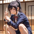 ブレザーで蹲踞する剣道女子(BONSAI) 4枚目