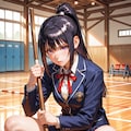 ブレザーで蹲踞する剣道女子(BONSAI) 3枚目