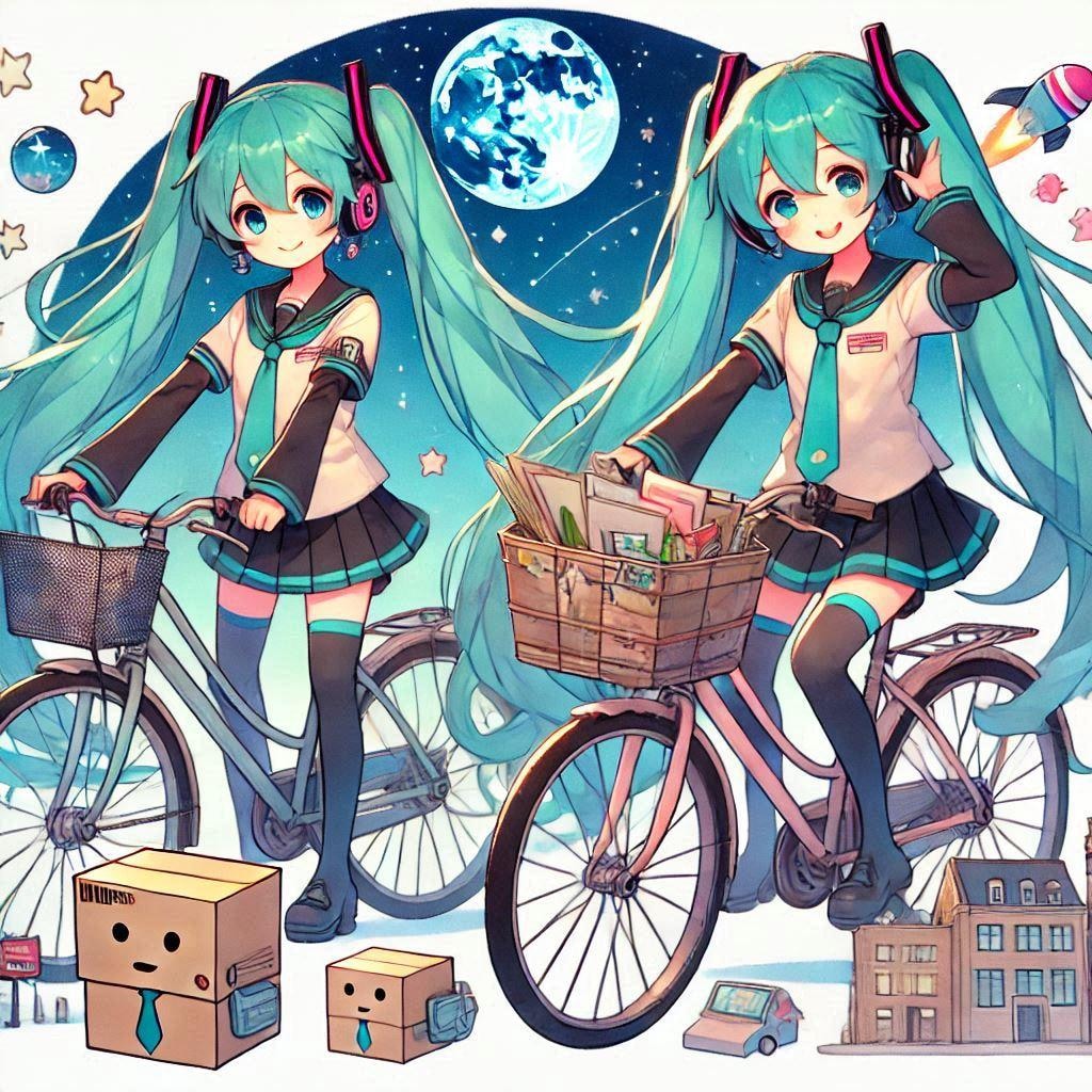 初音ミクと自転車